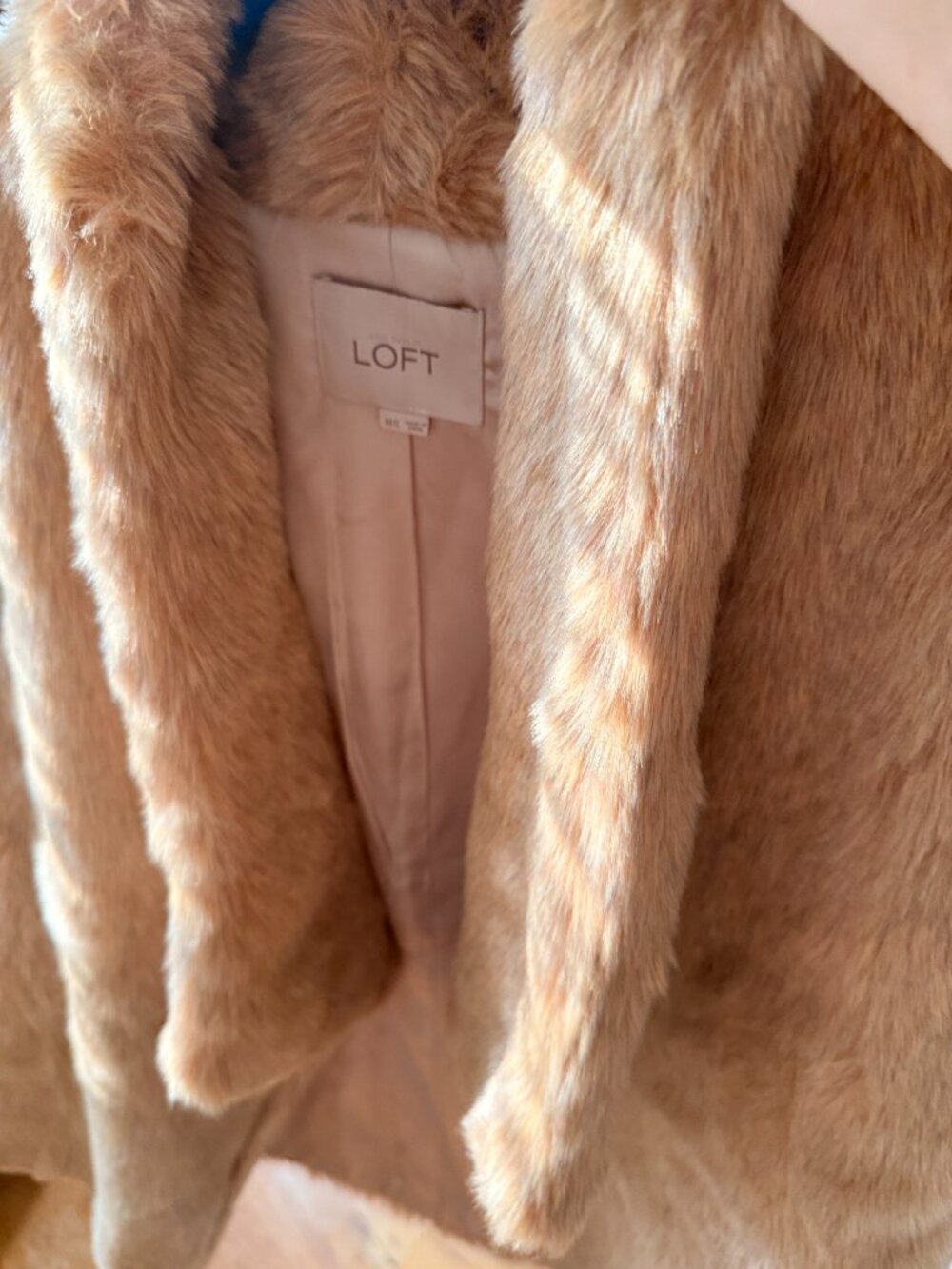 Plush faux fur vest honey drape neck gilet layer | Loft M+L | Like New